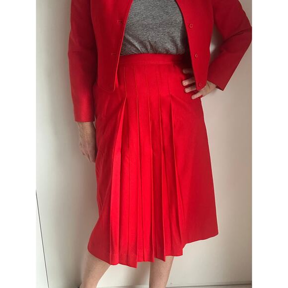 Vintage Pendleton Womens Wool Suit Skirt Set Red Size Small Ladylike Looks - Picture 10 of 11